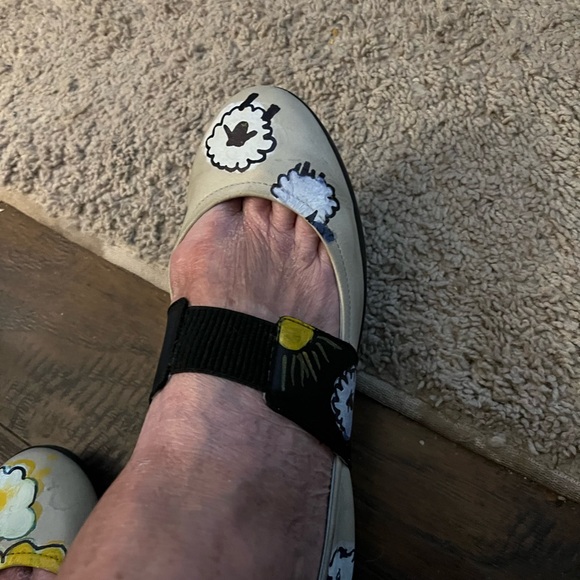 Hand painted Cloud supple genuine leather Mary Janes 39 - Picture 2 of 7